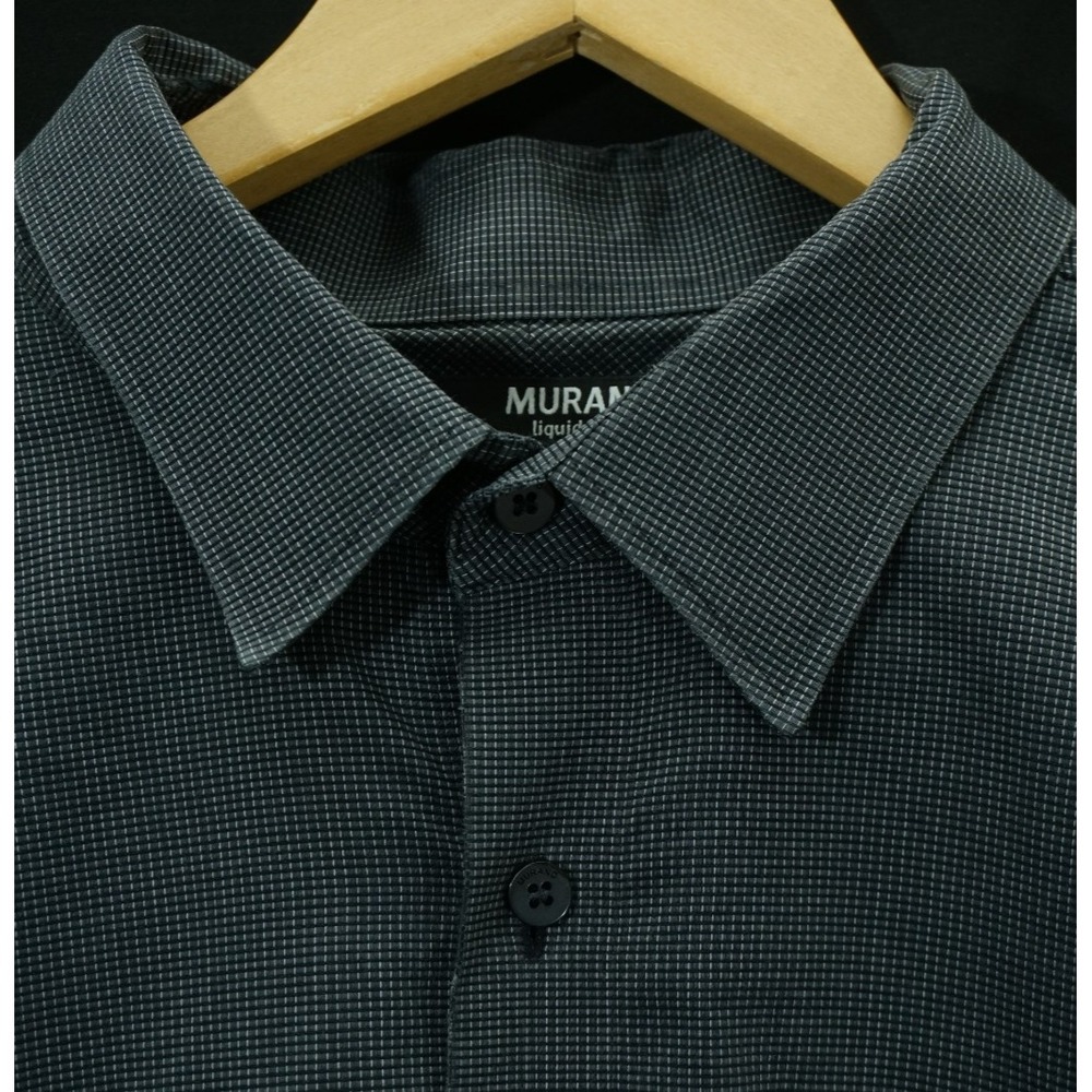MURANO Men's XL Liquid Cotton Button Up Gray Long Sleeve Formal Dress Shirt SOFT